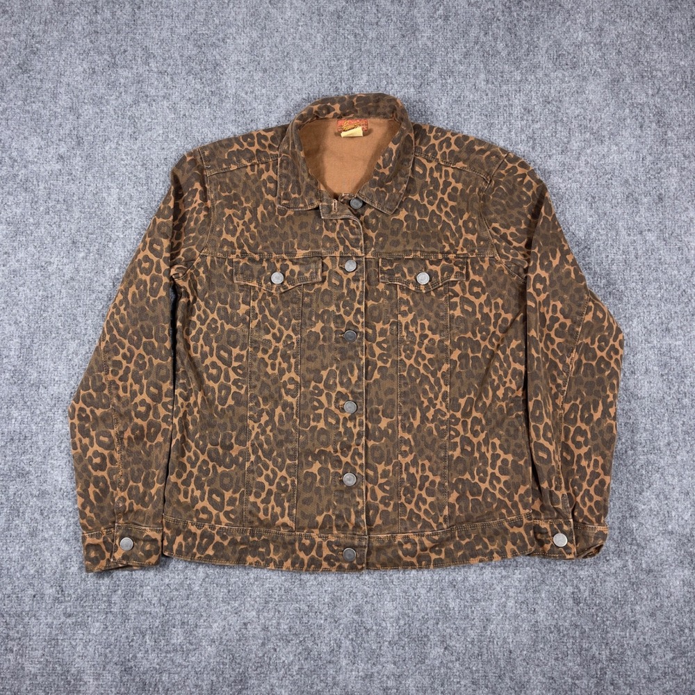 Scully Leopard Print Trucker Jacket Women S Brown Cotton Blend